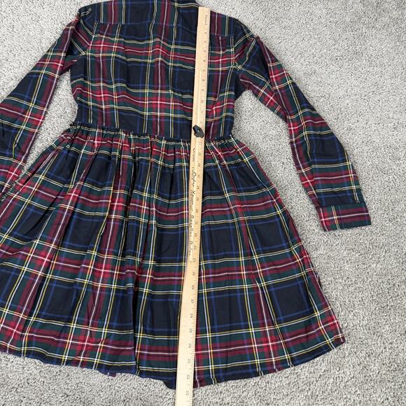 Polo Ralph Lauren Dress Girls 16 Navy Red Plaid Button Front Shirt Dress Cotton - Picture 7 of 12